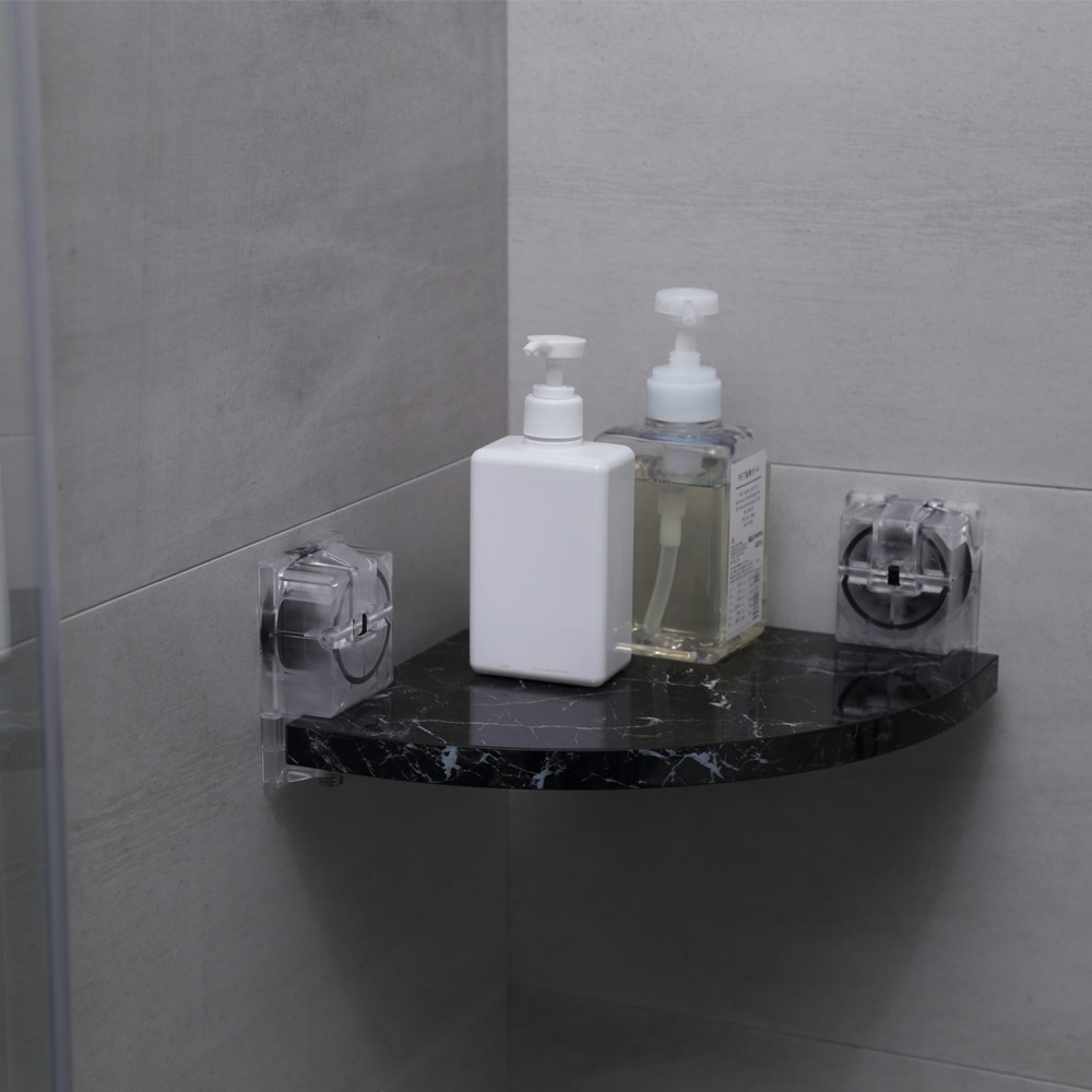Beautiful Suction Cup Marble Corner Shower Shelf